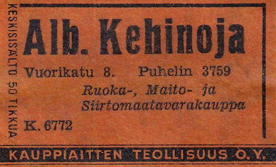Alb. Kehioja, Vuorikatu 8, K. 6772   s6/2