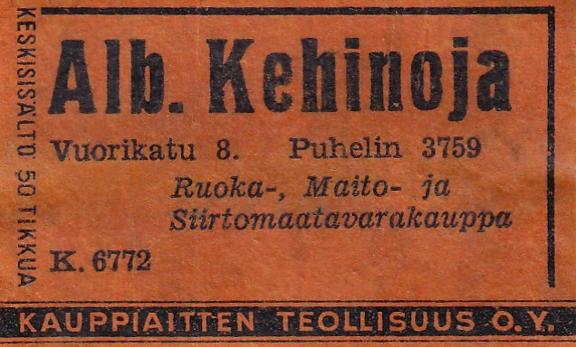 Alb. Kehioja, Vuorikatu 8, K. 6772   s6/2