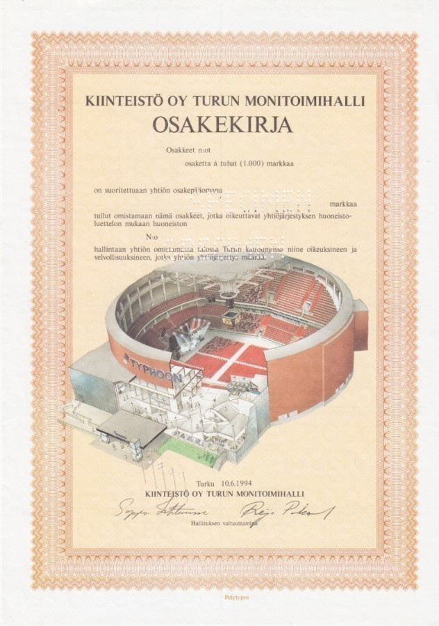 OKK 1994 Turkuhalli Oy spec, Turku osakekirja