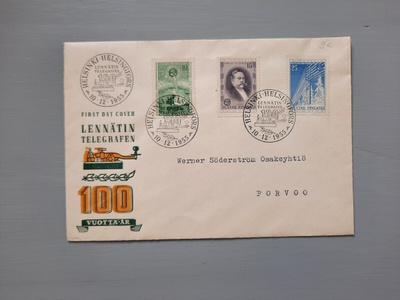 FDC Suomi 1955 Lennätin EL, teemakuori