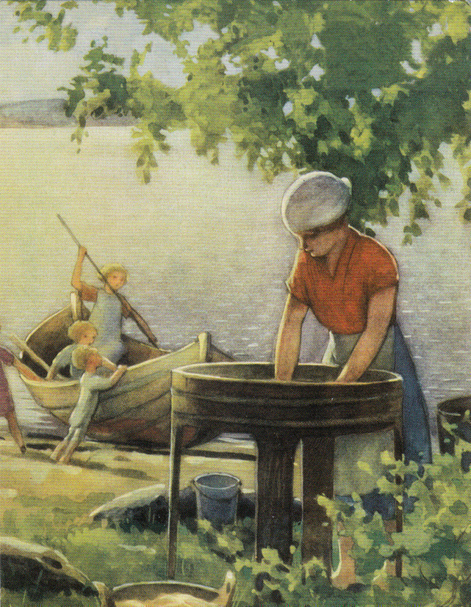 Rudolf Koivu -Pyykinpesussa rannalla.