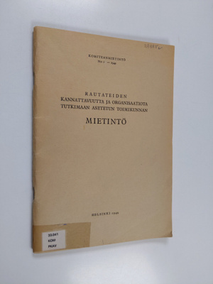 Rautateiden kannattavuutta ja organisaatiota tutkimaan as...