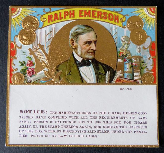 Sikarilaatikon etiketti 9,9 x 9,3  RALPH EMERSON