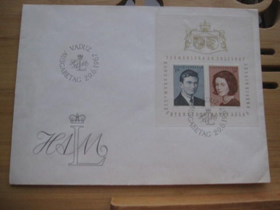 Liechtenstein, herttuapari blokki 1967 FDC-kuorella