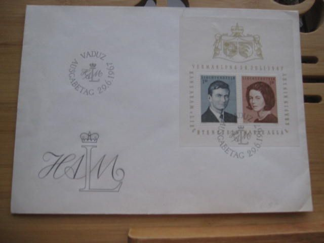 Liechtenstein, herttuapari blokki 1967 FDC-kuorella