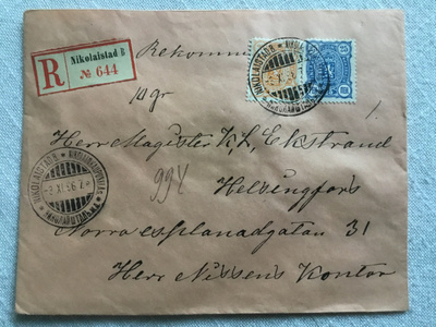Kuori Vaasa - Helsinki 1896 | 20 ja 25 pennin merkillä