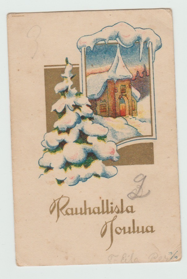 Luminen kuusi , taustalla kirkko  7x11  (T)