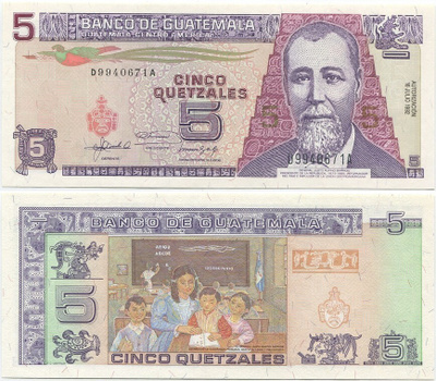 Guatemala 5 Quetzales 1992 (P-81) UNC