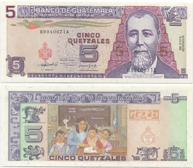 Guatemala 5 Quetzales 1992 (P-81) UNC