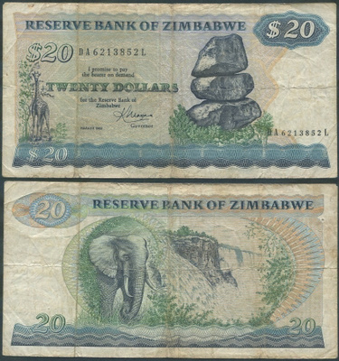 Zimbabwe 20 Dollars 1983 (P-4c) DA6213852L ALE!
