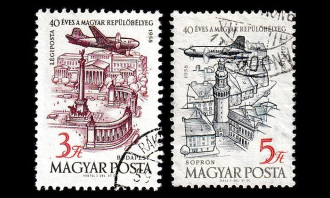 Unkari 1557-8 o Lentopostimerkit 40v (1958)