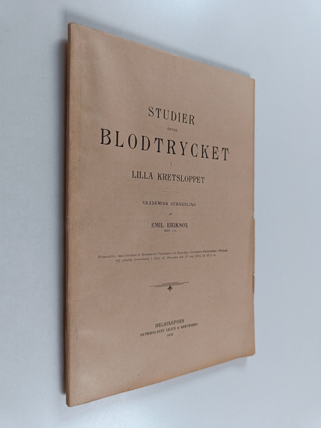 Emil Erikson : Studier öfver Blodtrycket i Lilla Kretslop...