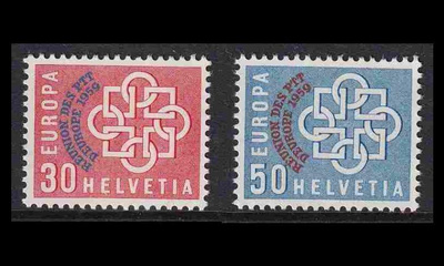 Sveitsi 681-2 ** Europa posti- ja lennätinkonferenssi (1959