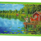 °"POIKA & KOIRA LAITURILLA ONGELLA"° -KORTTI / T.Peltoniemi - pikkukuva 1