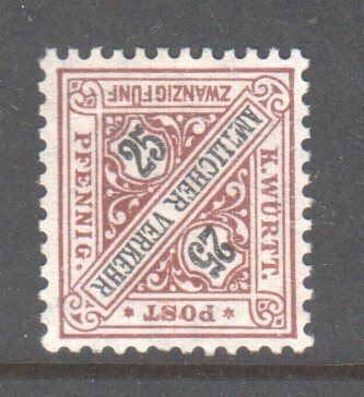 Saksa Wyrtenberg dienst 1916 25 pfg. ilman liimaa