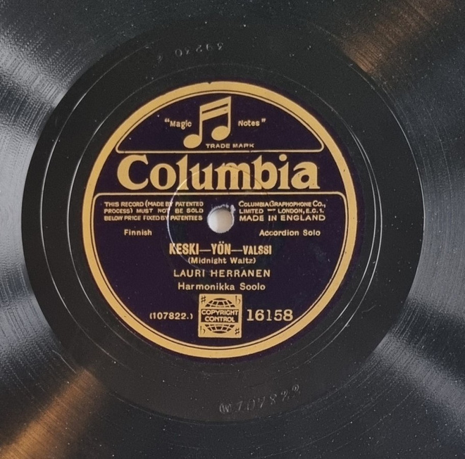 Savikiekko 1927 - Lauri Herranen - Columbia 16158
