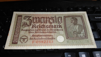 Germany Saksa 20 Mark 1940-45 P139 VF+