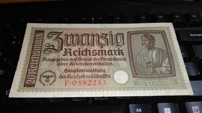 Germany Saksa 20 Mark 1940-45 P139 VF+
