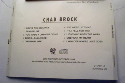 CHAD BROCK :: CHAD BROCK :: RARE PROMO ADVANCED CD 1998