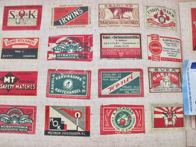 32 VANHAA Tulitikku Etikettiä Viipuri Kaalamo ym 1930-l