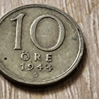 10 Öre 1944 Sverige hopeaa kolikko - pikkukuva 1