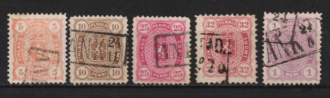 1875-82 Kanttileimattuja vaakunoita 5 kpl