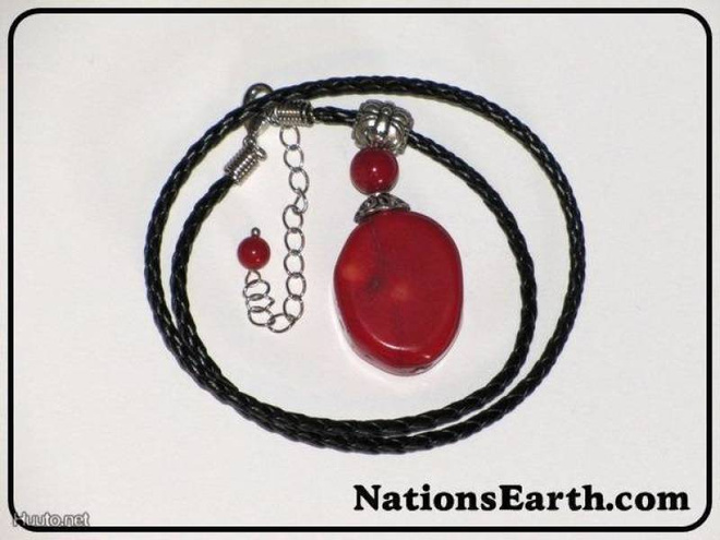 Red Oval Shaped Coral Pendant *NEW*