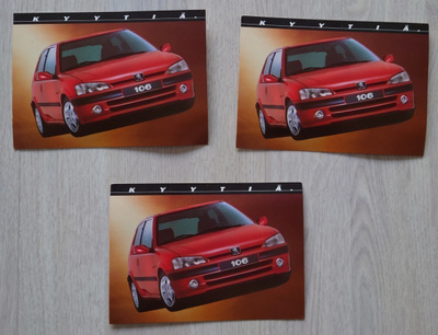 Minimoi nro 210 : Peugeot 106 GTI -postikortit 3 kpl