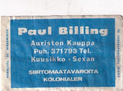 Kuusikko - Sexan, Paul Billig , Auriston Kauppa   s10/2