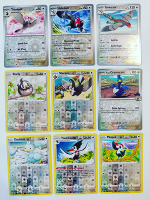 Pokemon Reverse Holo kortteja 9kpl