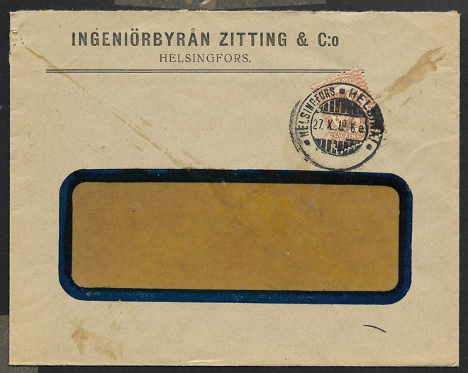 Postilähetys - Saarinen 0,50mk (LAPE 73) Helsinki 27.10.1918