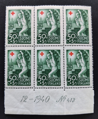 1941 Punainen Risti 50p+5p numerokuusilo **