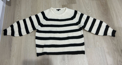 Esmara raidallinen neulepusero, S / Black & cream pullover