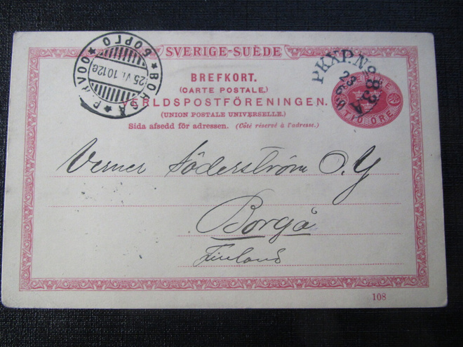 10 öre 1910 Ehiökortti. Brefkort .Ruotsi- Sweden