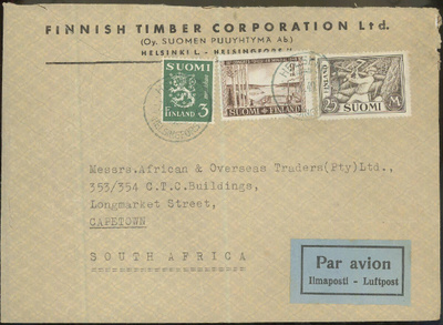 M30 1949 lentokirje Etelä-Afrikkaan