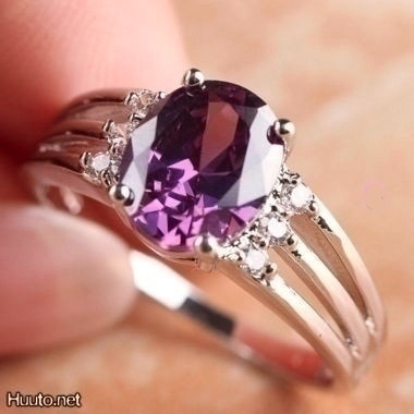 76 .. 14K Kulta Duble Kaunis Amethyst .. Sormus