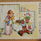 Lapsi, lelut, kakku,  sign?, kulkenut 1960 - pikkukuva 1