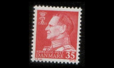Tanska 412x ** Frederik IX 35 öre punainen x-paperi (1963)