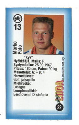 Jääkiekko JyväsHyvä n:o 22 MARKO PALO