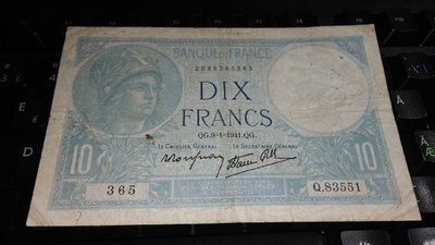 France Ranska 10 Francs 1941 F