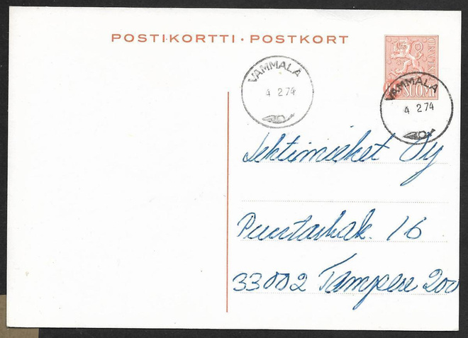 Postilähetys - Ehiö 0,40 (LAPE 131) Vammala 4.2.74