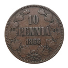10 Penniä 1866 - Variantti 1.6 Päällelyönti - harvinainen! - pikkukuva 1