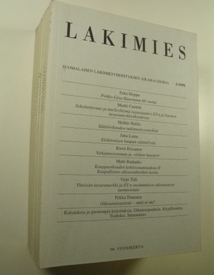 Lakimies, 96. vuosikerta (1998), nuomerot 1-8 (numerot 6 ...