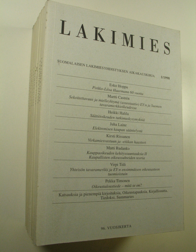 Lakimies, 96. vuosikerta (1998), nuomerot 1-8 (numerot 6 ...