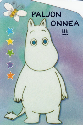 Muumit Muumipeikko onnittelee (muotoonleik. kortti)