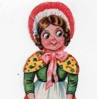 WANHA / Suurisilmäinen tyttö sisäkön asussa. 1920-30-l.