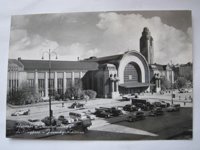 Kortti Alkup.Mallikappale Helsinki Rautatieasema Auto 1950-l