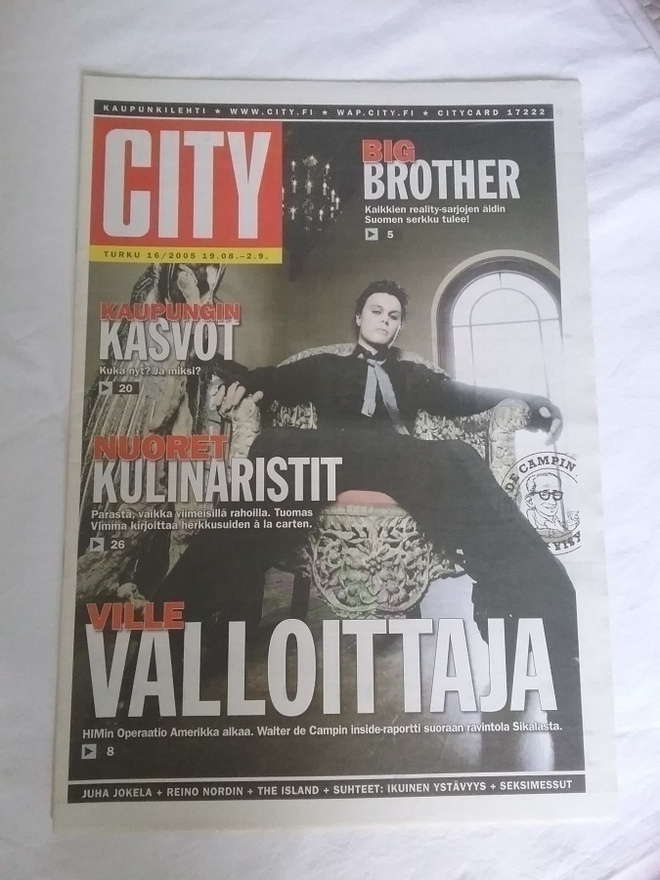 City lehti Turku 16 / 2005 Ville Valo HIM