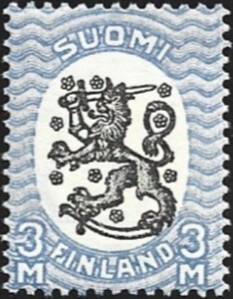 1927 M-17 Saarinen 3 mk sininen/musta PT ** LaPe 133 B W 1