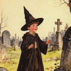 Halloween pieni noita hautausmaalla - pikkukuva 1